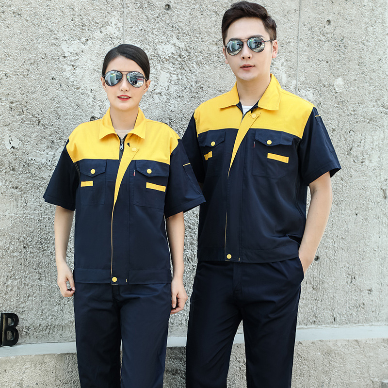 Trajes de trabajo de mangas cortas para hombres de verano delgado desgaste taller de reparación de automóviles mecánica y eléctrica ropa de seguro laboral personalizada / fabricada