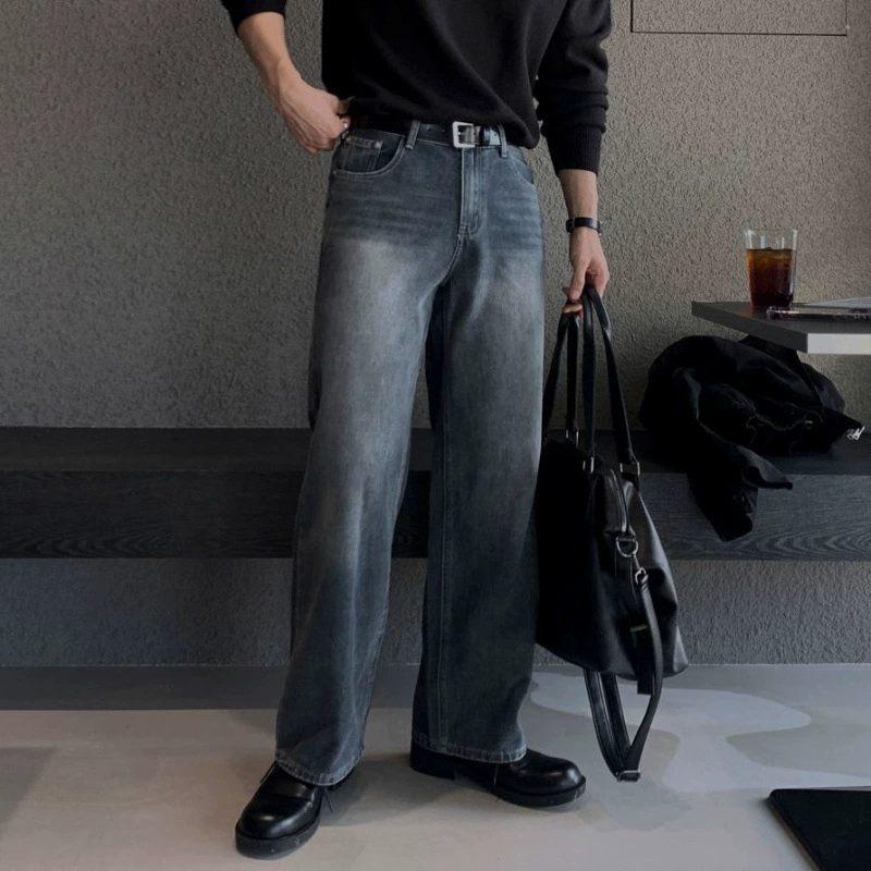 MYQ дикие прямые джинсы мужские весенние свободные повседневные брюки