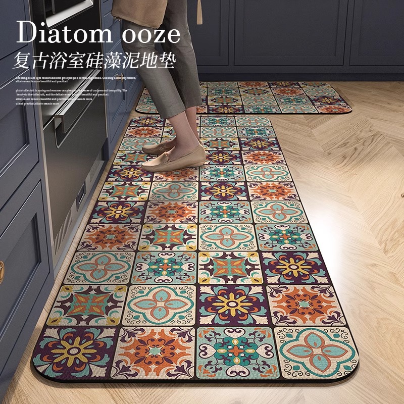 Diatom 진흙 주방 매트 미끄럼 방지 오일이없는 특수 발 매트 흡수 매트 청결없는 카펫