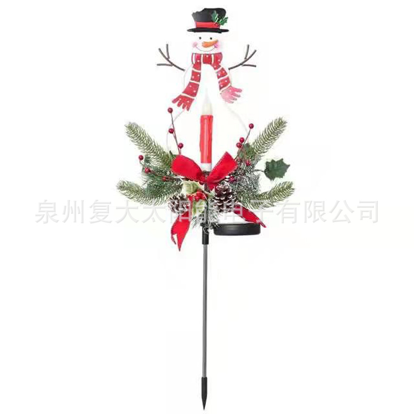户外太阳能圣诞雪人灯 LED圣诞花插雪人装饰灯雪人蜡烛地插花园灯
