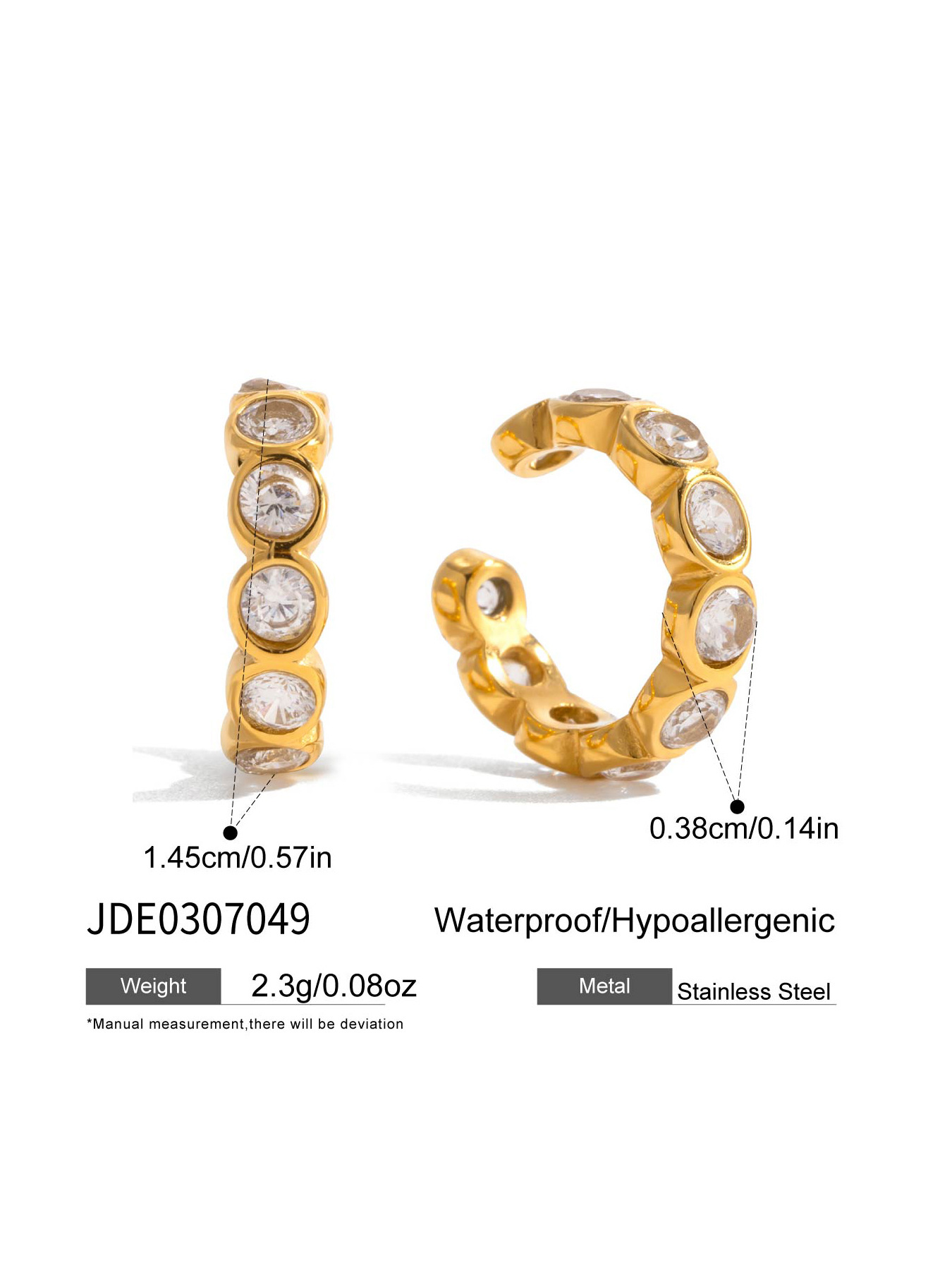 Wanxing europa y americana pendientes de zircon blanco ligero lujo alto sentido de joyería transfronteriza nicho diseño pendientes de acero inoxidable