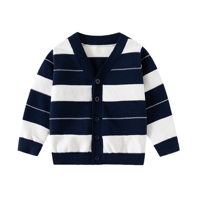 Tengyun Pigeon Clothing Boys' Striped layer Cotton Thread Cardigan 2024 Autumn New Collection Children's Single breasted_voghion.com