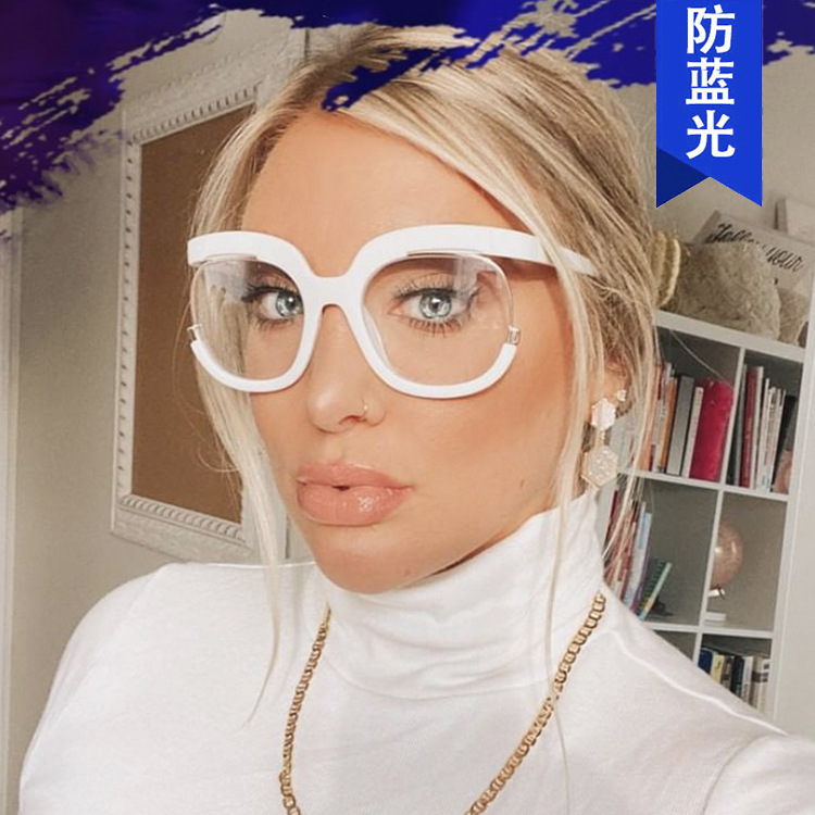 Cross-border large frame anti-blue light glasses frame owl concave shape 2022 new plain glasses European and American fashion frame glasses