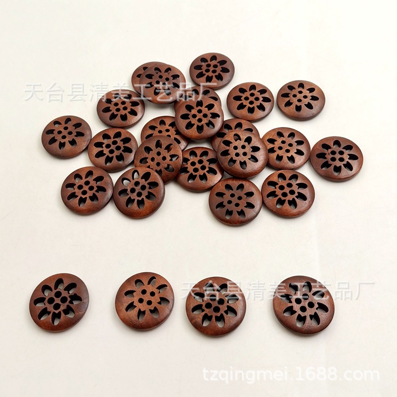 25mm de profundidad café madera hueco en forma de botones de madera DIY decorativos redondos botones de madera 20 piezas un paquete