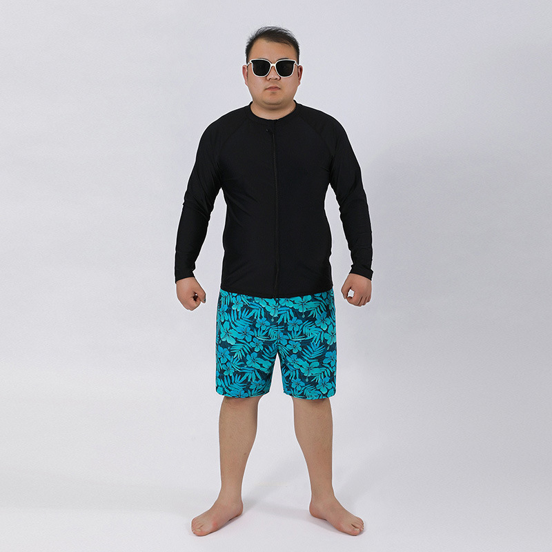 Plus-Size Men's Swimwear Set, Long-Sleeve Two-Piece, Extra-Large Size, Fat Man's Diving Suit, Surfing Suit