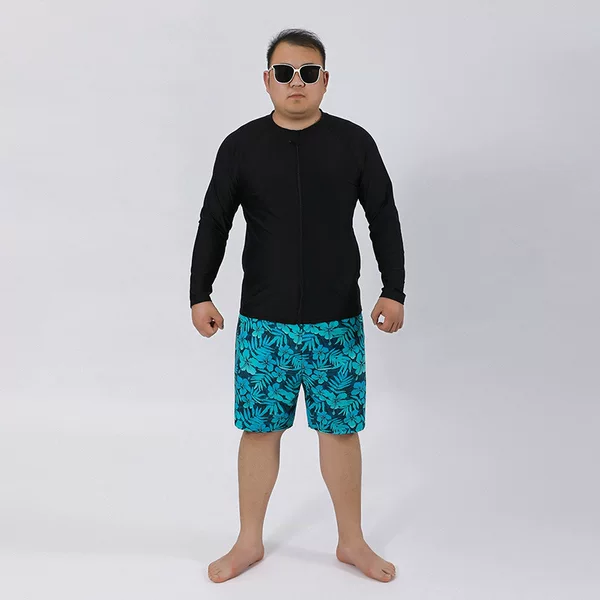 Plus-Size Men's Swimwear Set, Long-Sleeve Two-Piece, Extra-Large Size, Fat Man's Diving Suit, Surfing Suit