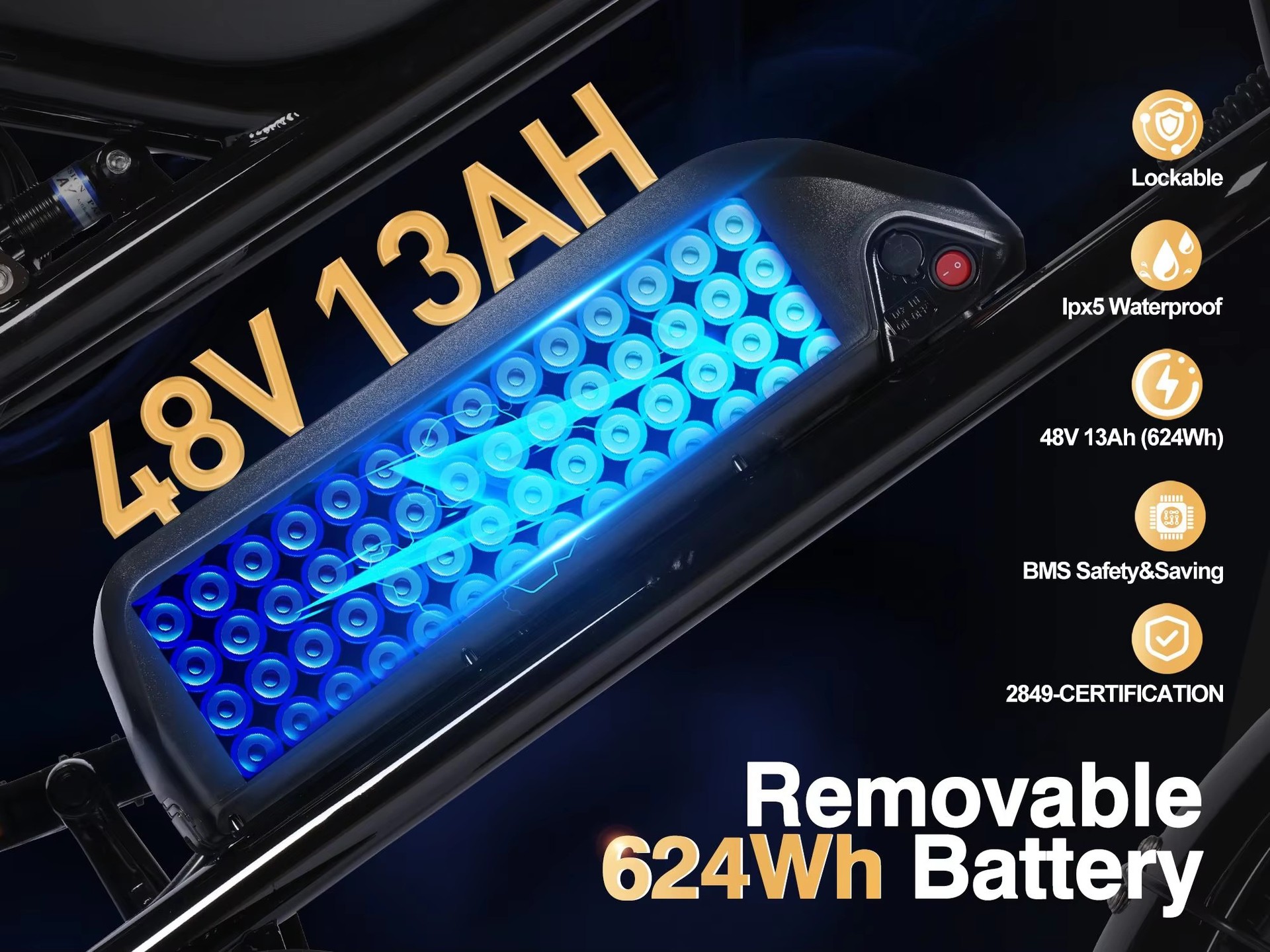 High-power 1500W 48V 13Ah fat-tire electric bicycle, Class 3 light motorcycle, suitable for youth