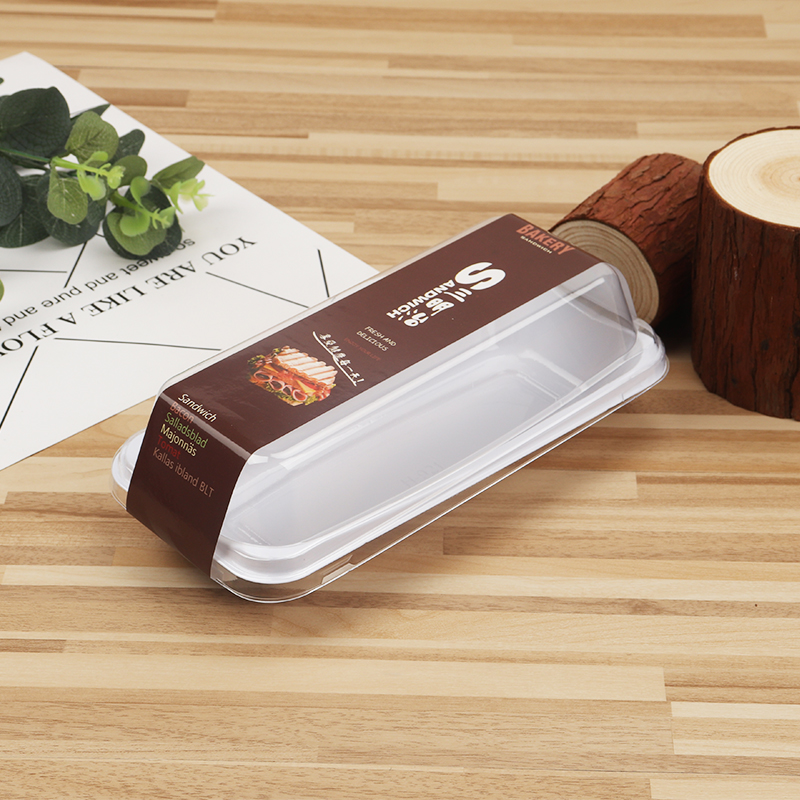 Caja única larga + pegatinas de sándwich marrón 100 juegos - caja de sándwich