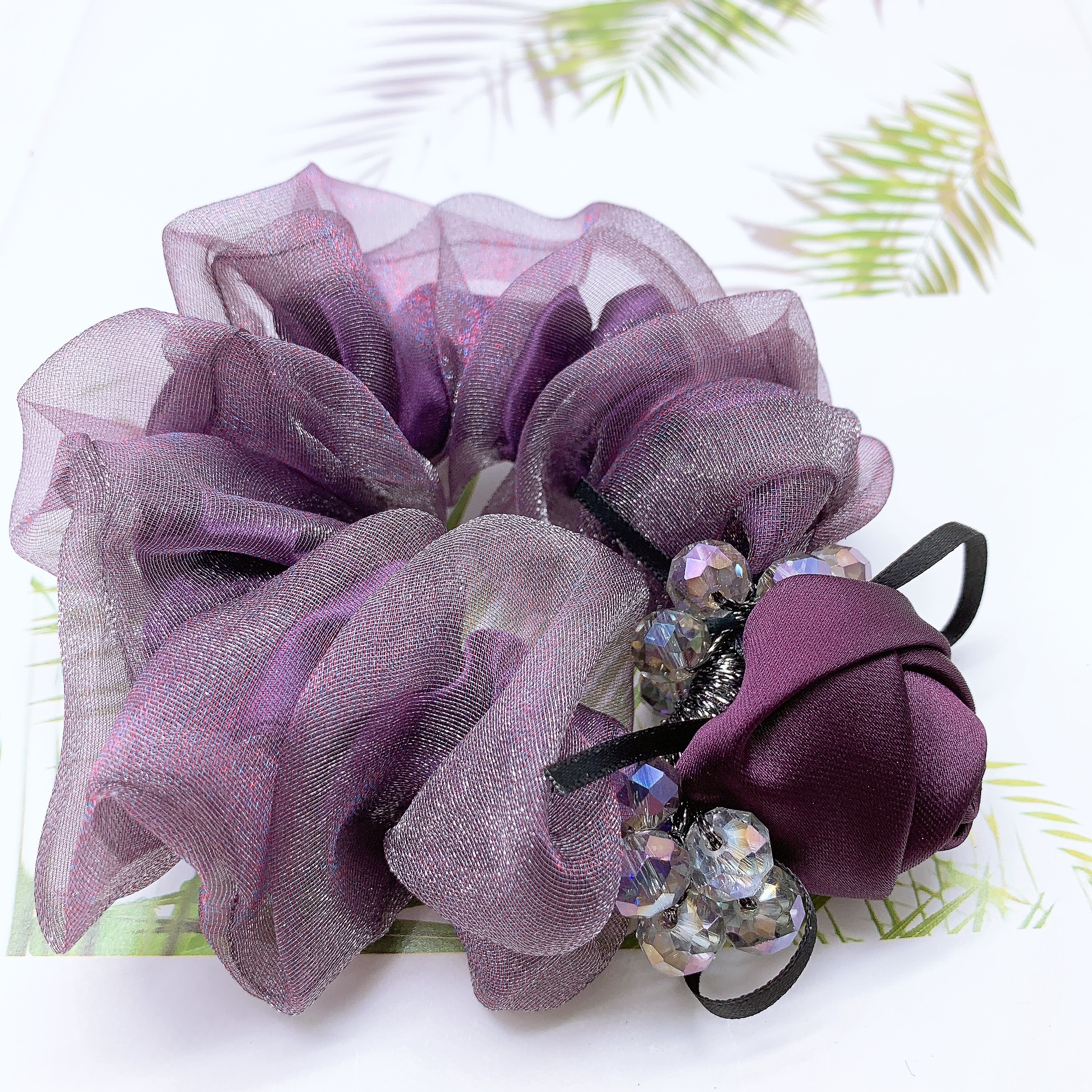 Chouchou pour chignon accessoire cheveux fleur en acétate_voghion.com