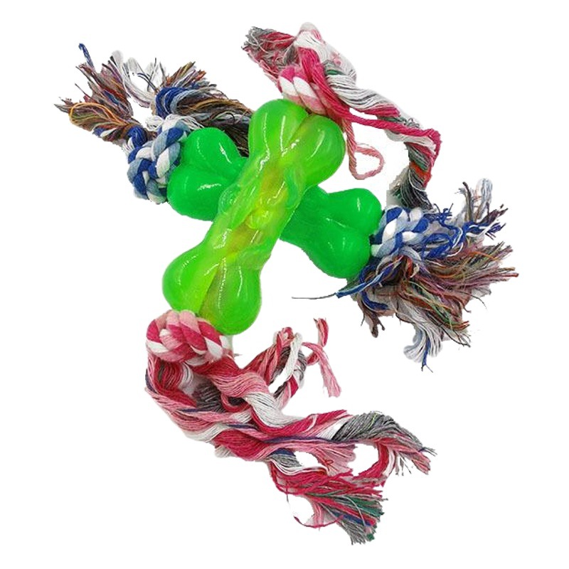 Suministro directo de fábrica TPR cuerda para mascotas perro de juguete cuerda de molienda nudo hueso perro de juguete perro entrenamiento perro Limpieza de dientes cuerda de mordida
