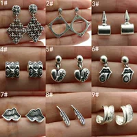 Серьги-крестики из стерлингового серебра, мужские пряжки для ушей, зажимы для ушей, преувеличенные серьги, модные женские серьги в стиле панк-хип-хоп в стиле ретро
