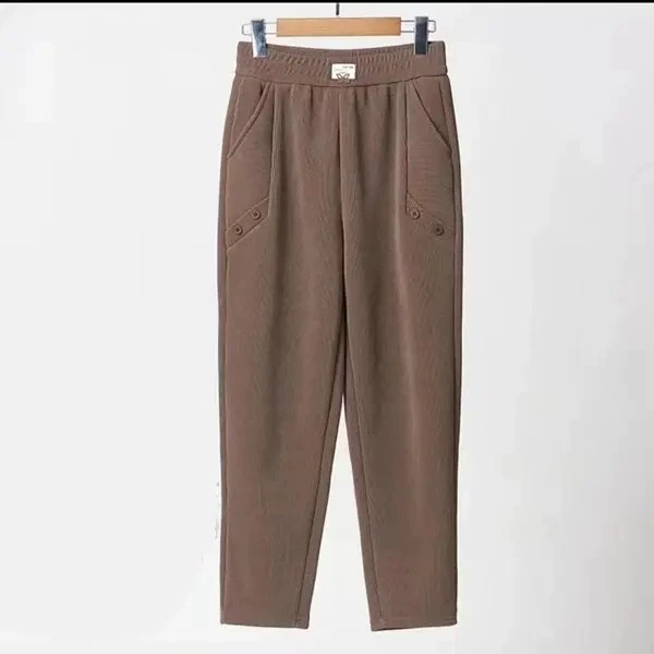 2025 новые весенние и осенние шаровары дикие тонкие эластичные талии пуговицы маленькие повседневные брюки