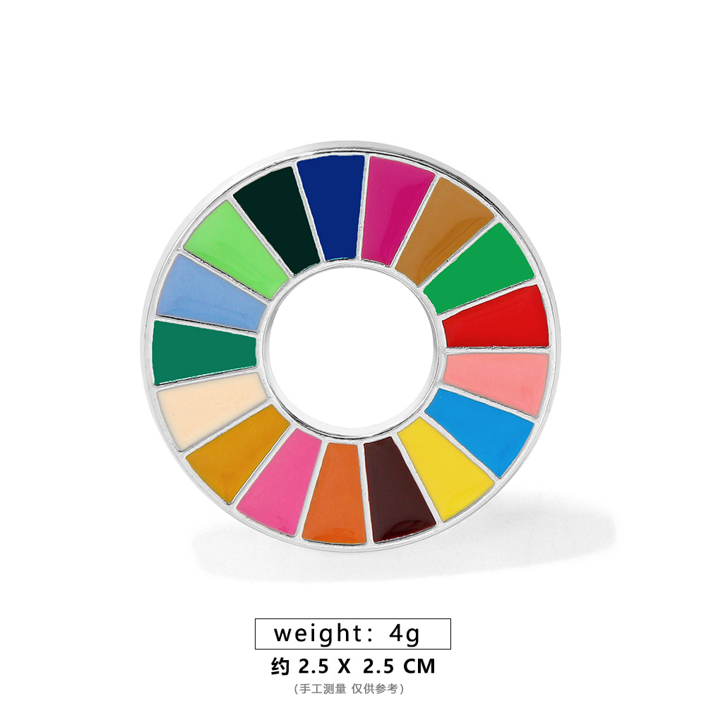 国連持続可能な開発勲章ブローチメタルピンカラフルなオイルドロップエナメルバッジ記念バッジ在庫あり