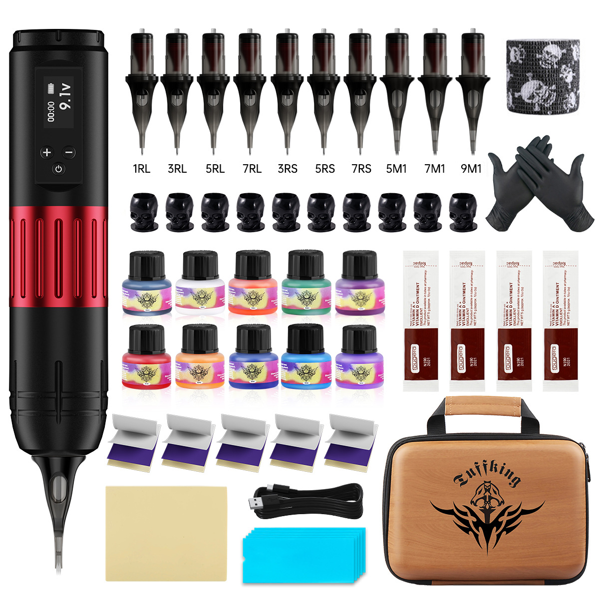Tuffking Lápiz de batería inalámbrico Pantalla LED Máquina de tatuaje Línea de corte Lápiz de tatuaje de niebla Equipo de tatuaje transfronterizo
