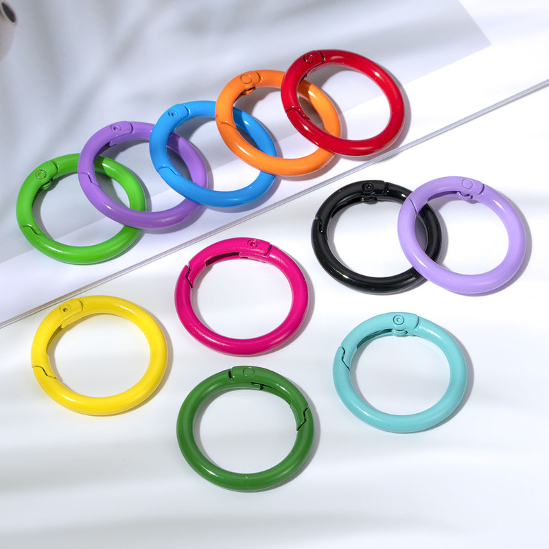 Colorful Painted Open Spring Clasp Alloy Keychain Pendant DIY Accessory Doll Toy Bag Charm