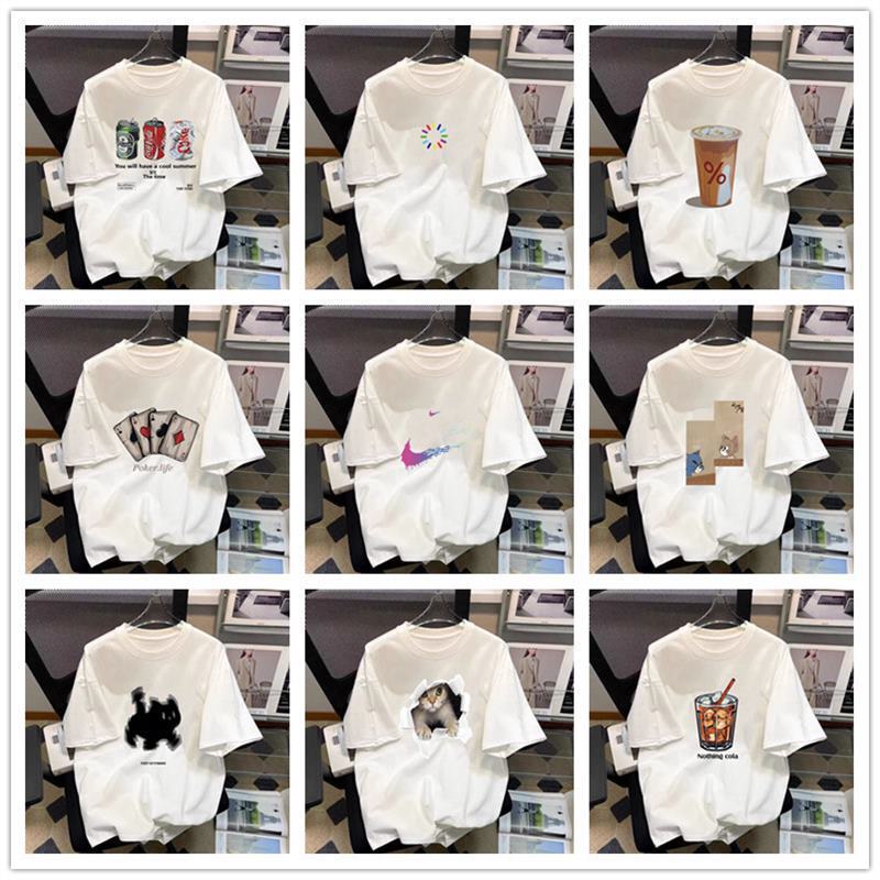Trendy Brand Internet Celebrity Cross-border T-shirt 2025 New Men's Loose plus size Crewneck Printed Sports Base Top T