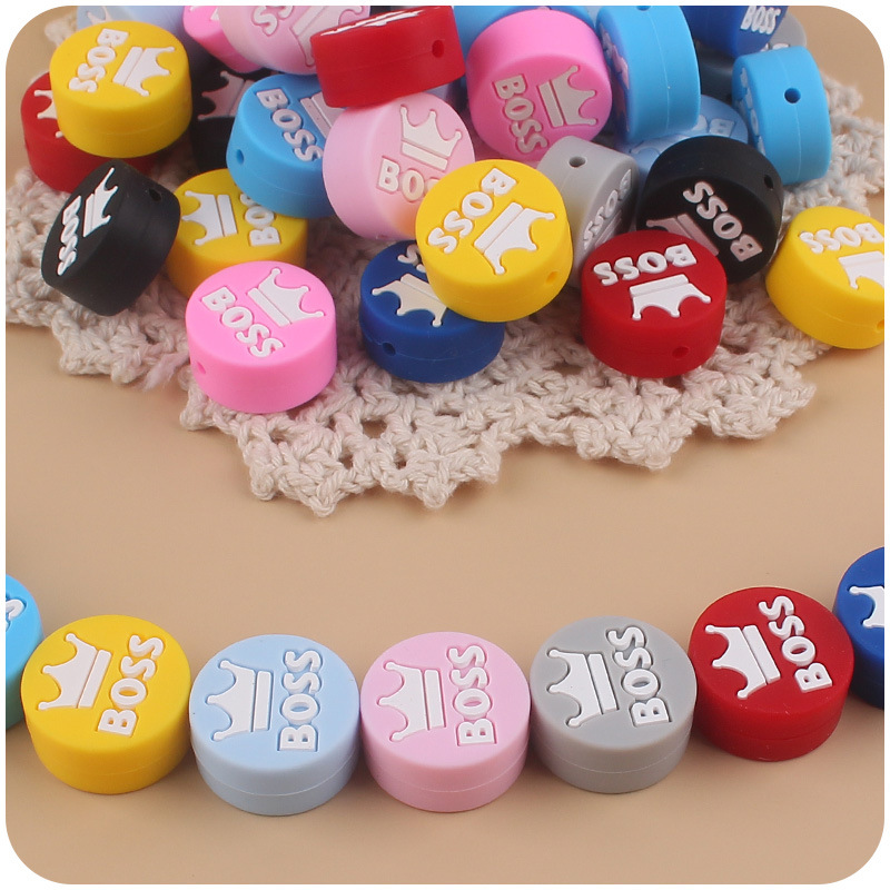 Nuevo bebé suministros dibujos animados BOOS redondo silicona pequeño mordedor DIY bebé molar pezón anti-caída cadena Accesorios
