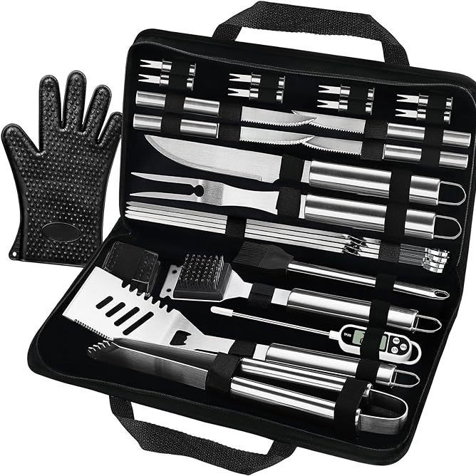 Amazon Venta caliente Acero inoxidable barbacoa herramientas al aire libre salvaje beber herramientas traje Barbacoas combinación bolsa de tela traje