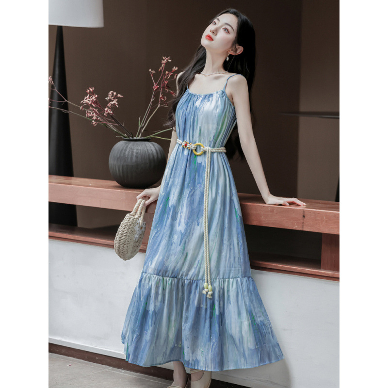 Blue spring long skirt from Yunnan province