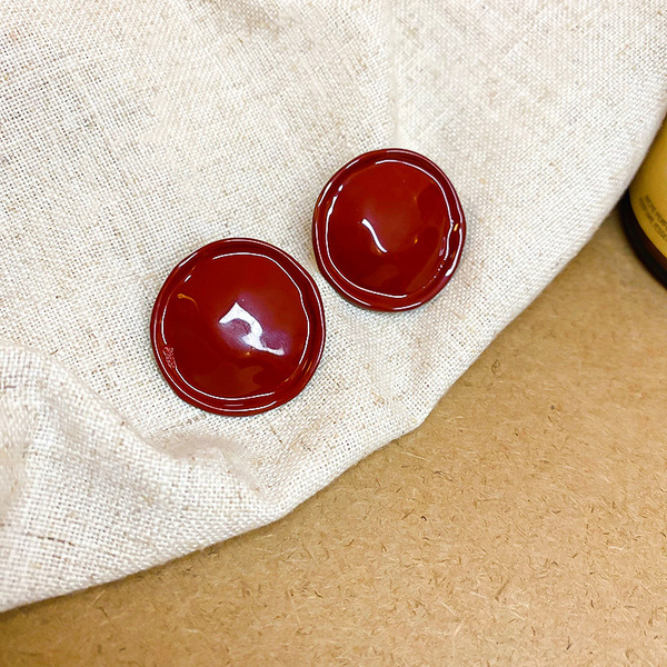 Red geometric fashionable retro earrings