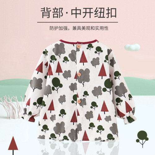 New Baby Eating Covering Gown for Girls, Painting Apron, Waterproof Back Wear Gown, Long Sleeve Covering Gown for Autumn and Winter