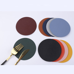 Nordic Minimalist Oil-Edge 10x10 Cup Mat Leather Coffee Mat Oil-Proof Heat Insulating Leather Cup Mat Wholesale