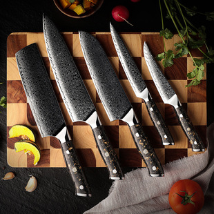 67-layer 10CR15C Damascus kitchen knife household fruit kitchen knife stainless steel cross-border e-commerce knife