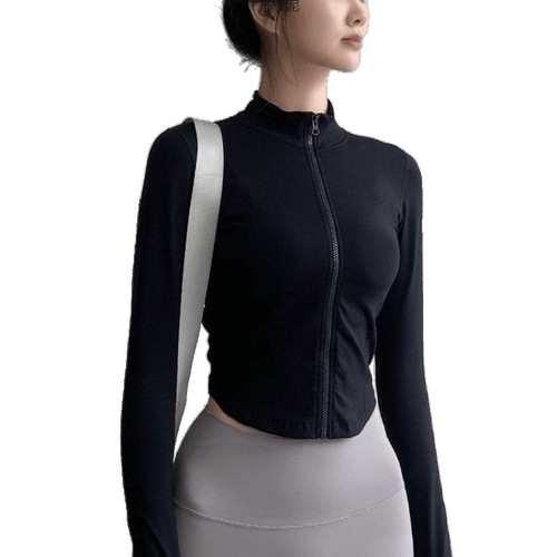 Yoga coat, women's quick-drying running shirt, sunscreen riding suit, tight-fitting spring and autumn fitness suit, all-match