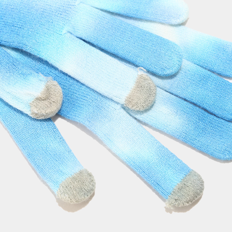 Neues Batik-Strickhandschuh-Schal-Set für Damen im Herbst und Winter mit Kälteschutzmütze für den Außenbereich, dreiteiliges Set für Herren_voghion.com