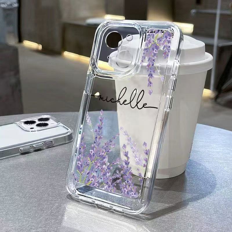 Flores en inglés para iphone15promax funda para teléfono móvil transparente Apple 16 anti-caída 14pro Japón y Corea 13/12