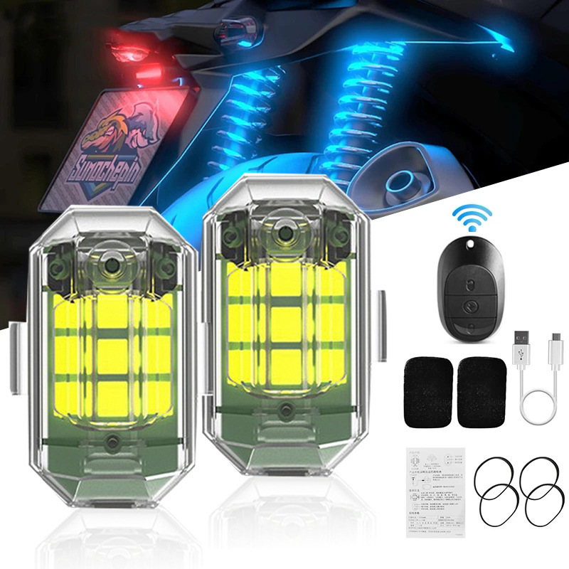 Motocicleta eléctrica LED flash luz de avión luz trasera de bicicletas auto decoración luz de advertencia luz piloto