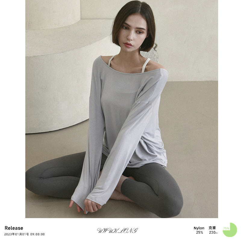 New Yoga Top Loose Long-sleeved T-shirt Backless Slimming Gentle Wind-dry Breathable Fitness Sportswear Blouse