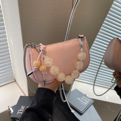 復古新中式串珠手提包2024新款潮流時尚單肩腋下包洋氣女士斜挎包