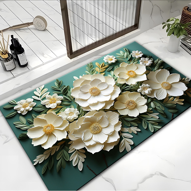 3d Illusion Bathroom Mat, Non-slip Soft Chenille Rug, Quick Dry_voghion.com