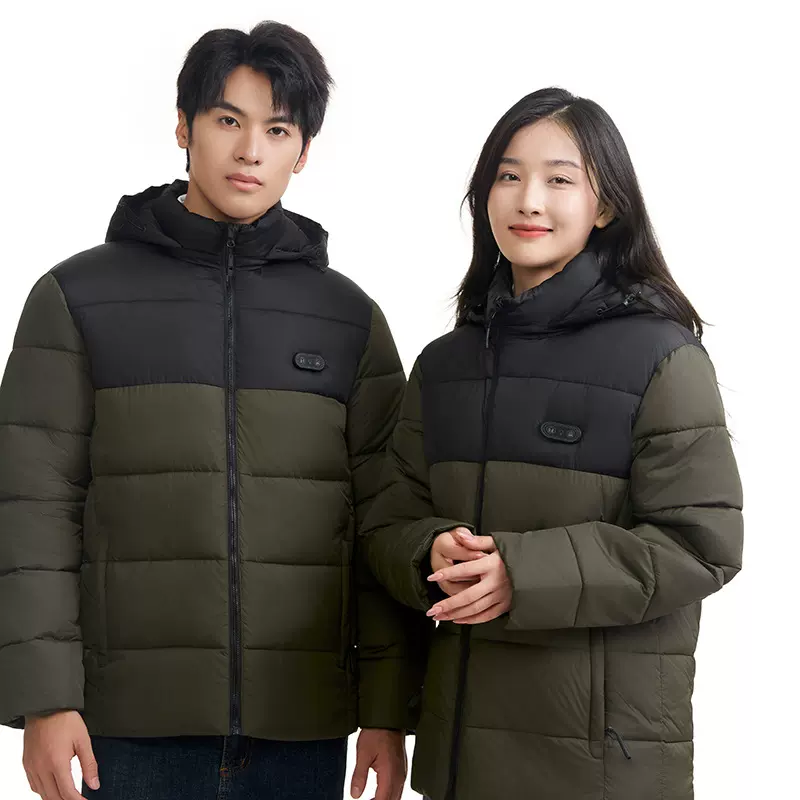跨境新款发热棉衣男女款智能发热服双控15区电加热保暖发热棉服