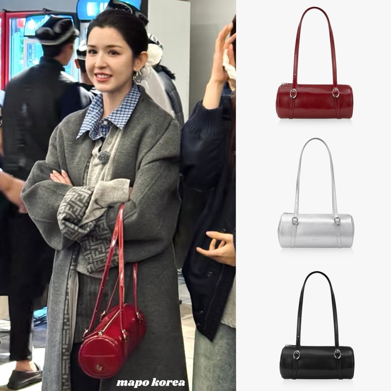 韓国正規品 FindKapoor 脇の下ショルダーバッグ ins 同じスタイルの無地ファッション円筒形ハンドヘルドレディースバッグ|undefined