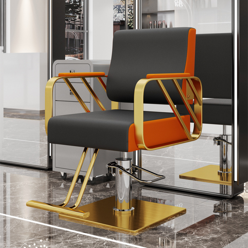 블랙과 오렌지 [강화 팔걸이, 골드 스테인리스 사각 플레이트, 발판 포함]