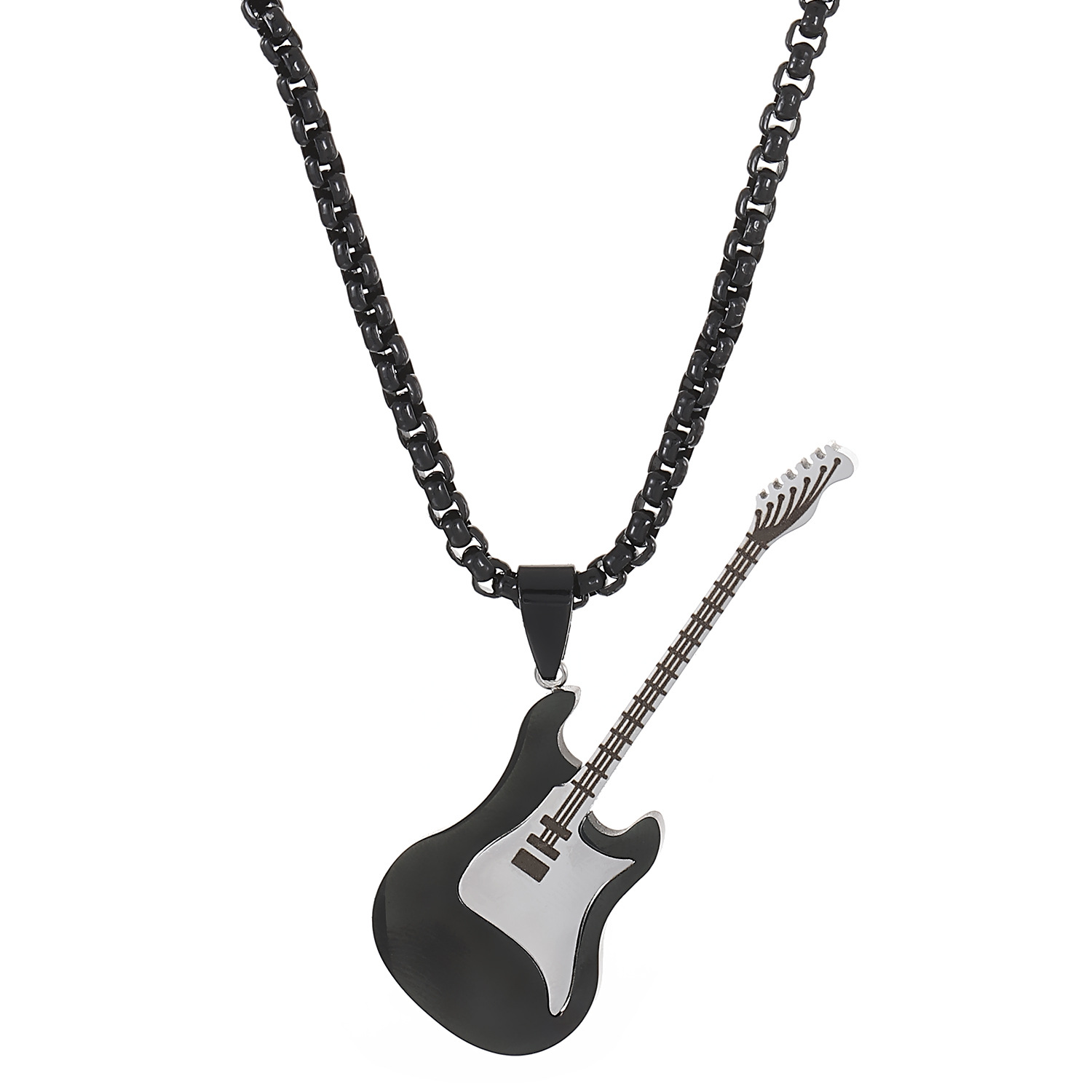 Collar de guitarra de acero de titanio, estilo punk, para hombre/mujer