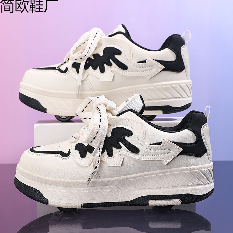 Cross-Border Dropshipping Manufacturer Direct Sales New Children's Four-Wheel Heelys Shoes for Girls and Boys Invisible Pulley Boys' Skates