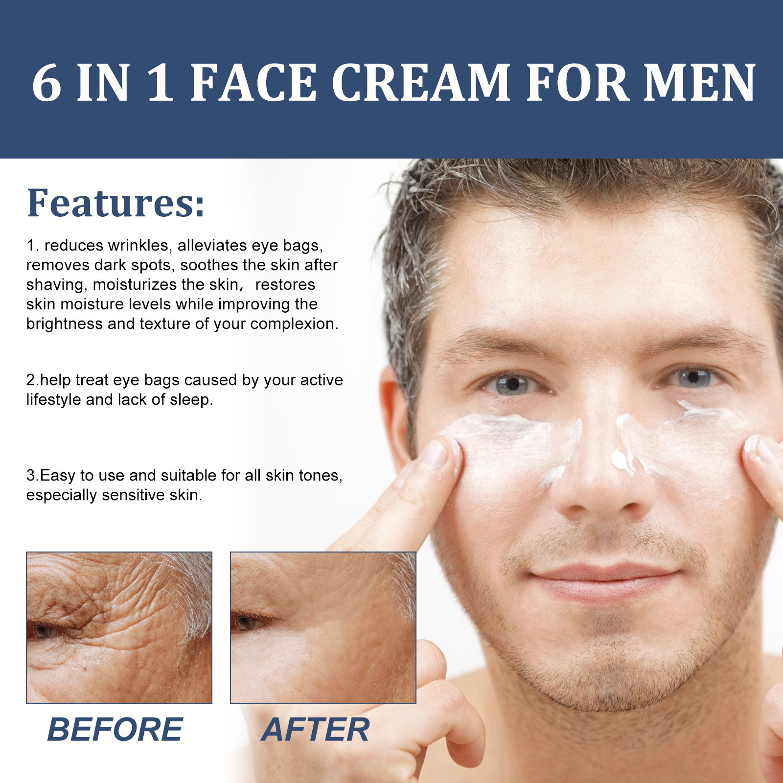 Men's Facial Moisturizer Cream for Soft and Supple Skin, Reduce Fine Lines and Dark Circles - Facial Care Cream_voghion.com