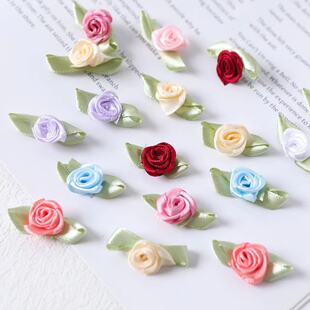DIY rose flower clothing accessories children's accessories ribbon small rose plush doll accessories