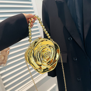 Cross-Border Acrylic Rose Flower Coin Box Dinner Bag for Women 2025 New European and American Satchel Chain Crossbody Bag