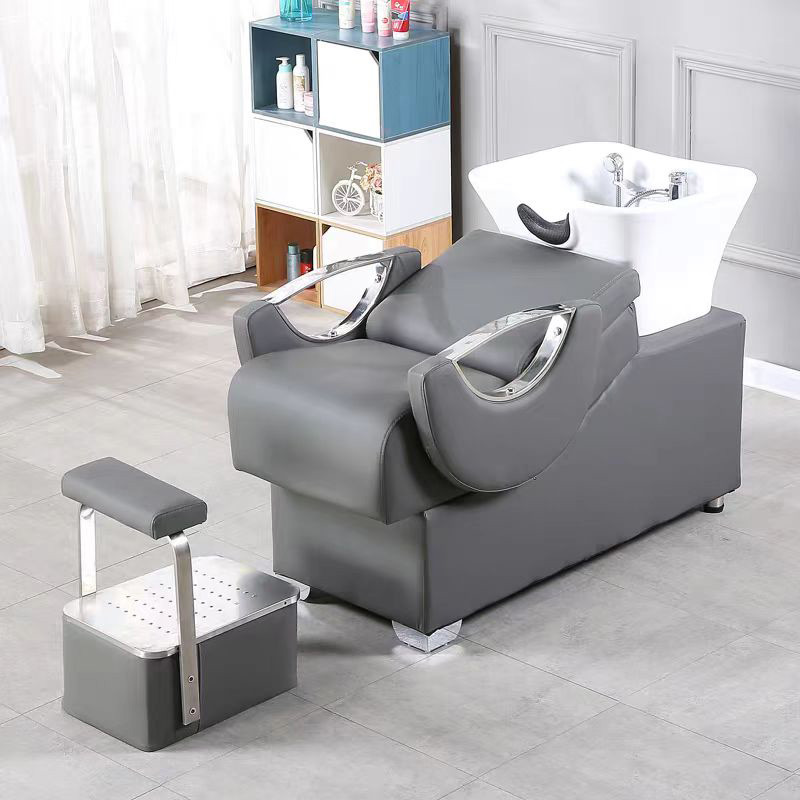 Barbería cama de metal reposabrazos de moda confortable sofá cuadrado sala de estilo barbería cama de lavado de pelo comercial