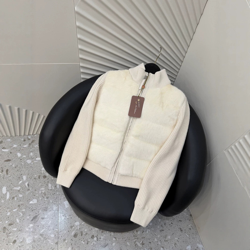 2026 Autumn and Winter New Style Lp Same Style Cream White Mink Fur Goose down Lining down Jacket Stand Collar Short Jacket for Women