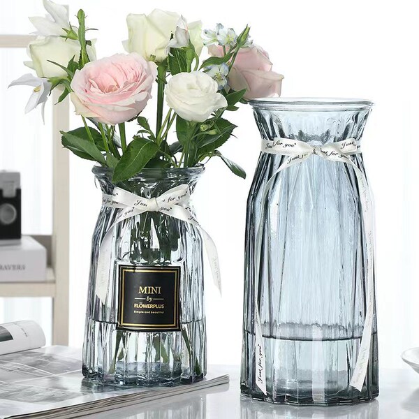 Glass vase flower arrangement living room home dry flower decoration…