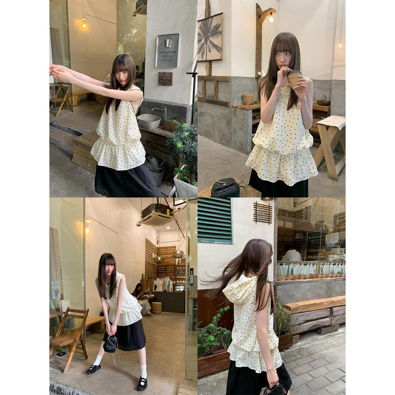 Hooded Collar Workwear Style Sleeveless Dress for Women, New Summer Style, Waist-Cinching, Slimming Drawstring Mini Skirt