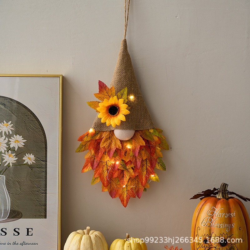 越境感謝祭の装飾用品の豊作シーズンのひまわりの扉は秋の紅葉の花輪を掛けます。|undefined