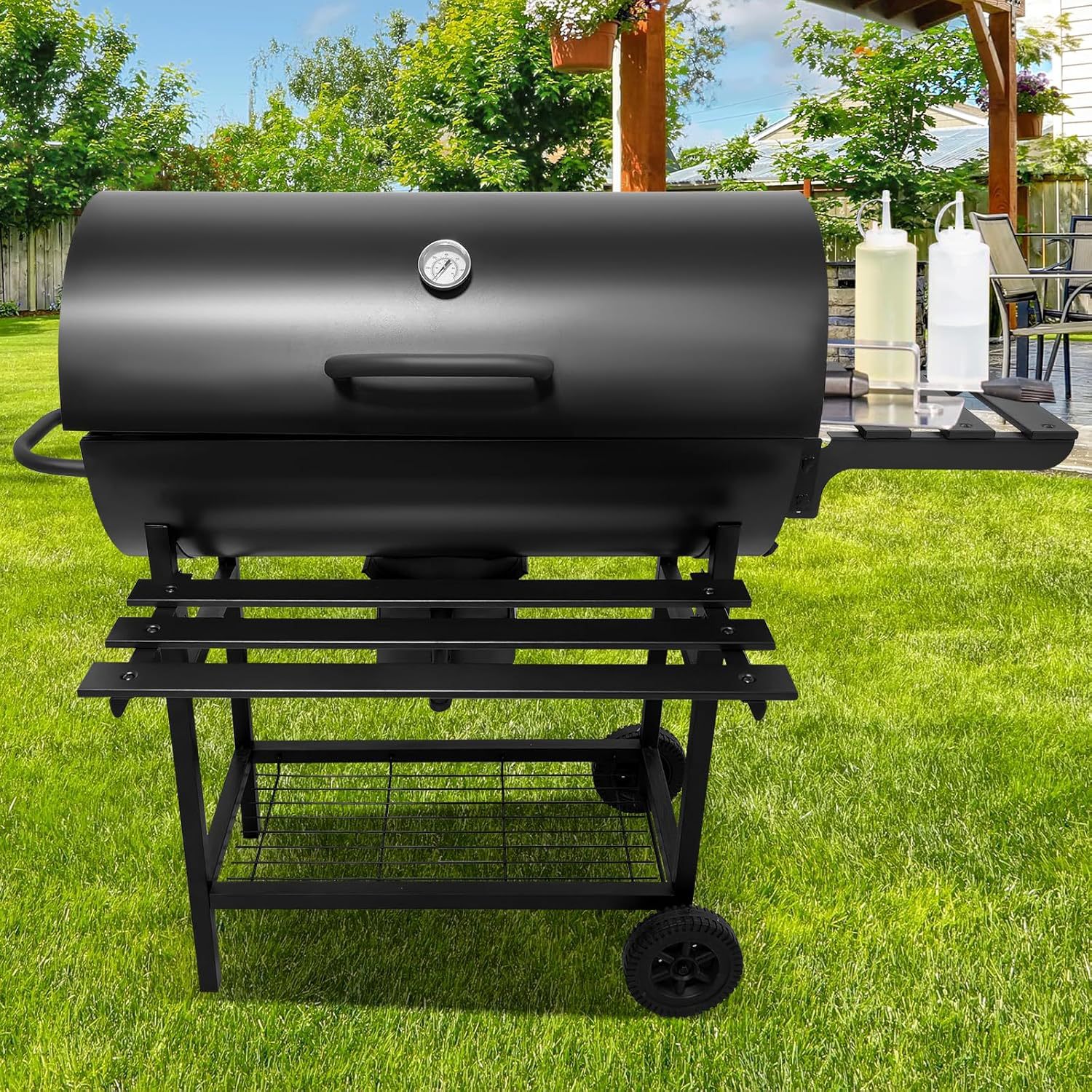 跨境出口户外美式油桶炉多功能烧烤架折叠柴火BBQ烧烤炉工厂批发