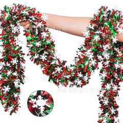 新しいクロスボーダー 2m 暗号化乳白色スノーフレーク毛羽クリスマスシーンアレンジメント装飾カラーストリップラテアートリボン