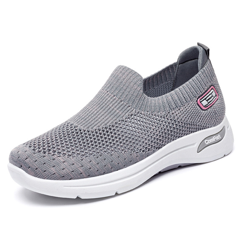 Zapatos de mujer, zapatos transpirables de primavera para mamá, zapatos de regalo al por mayor para exportación, zapatos de malla, zapatos deportivos de suela blanda, sencillos y a la moda.